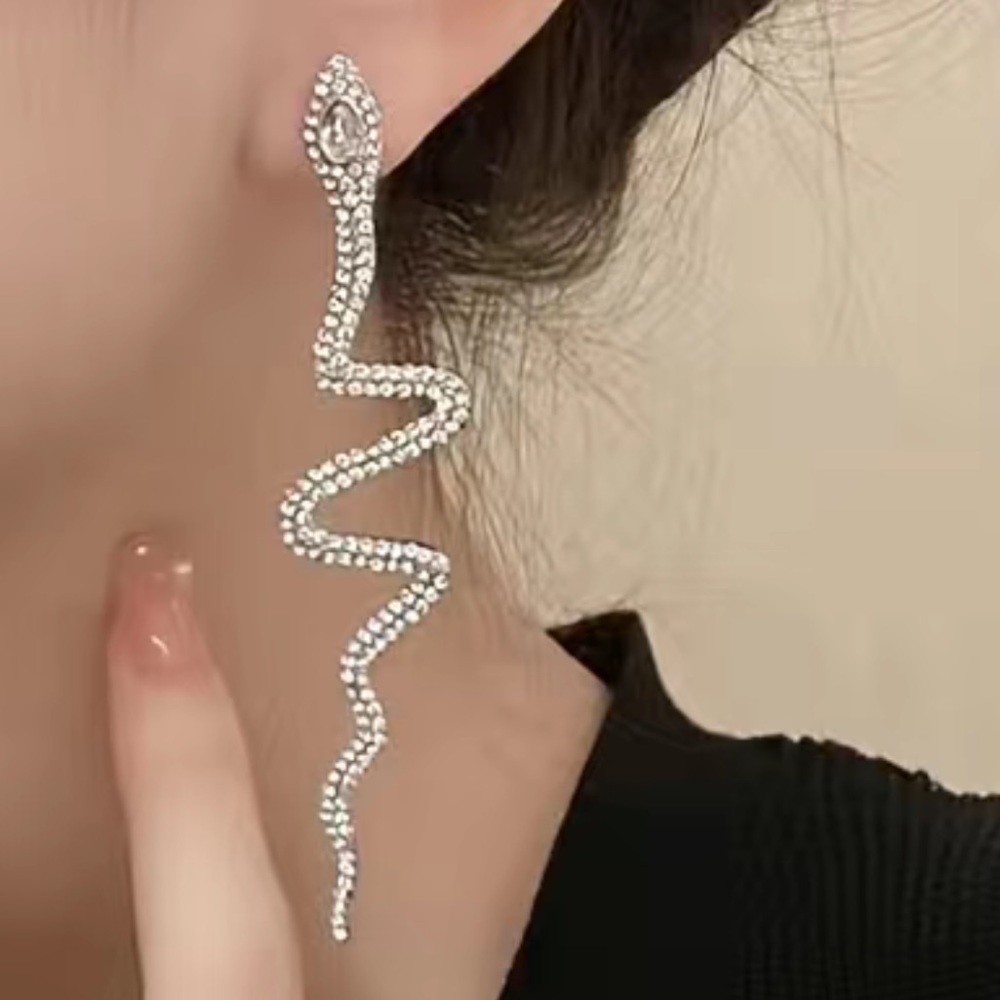 Rhinestone Snake Dangle Earrings